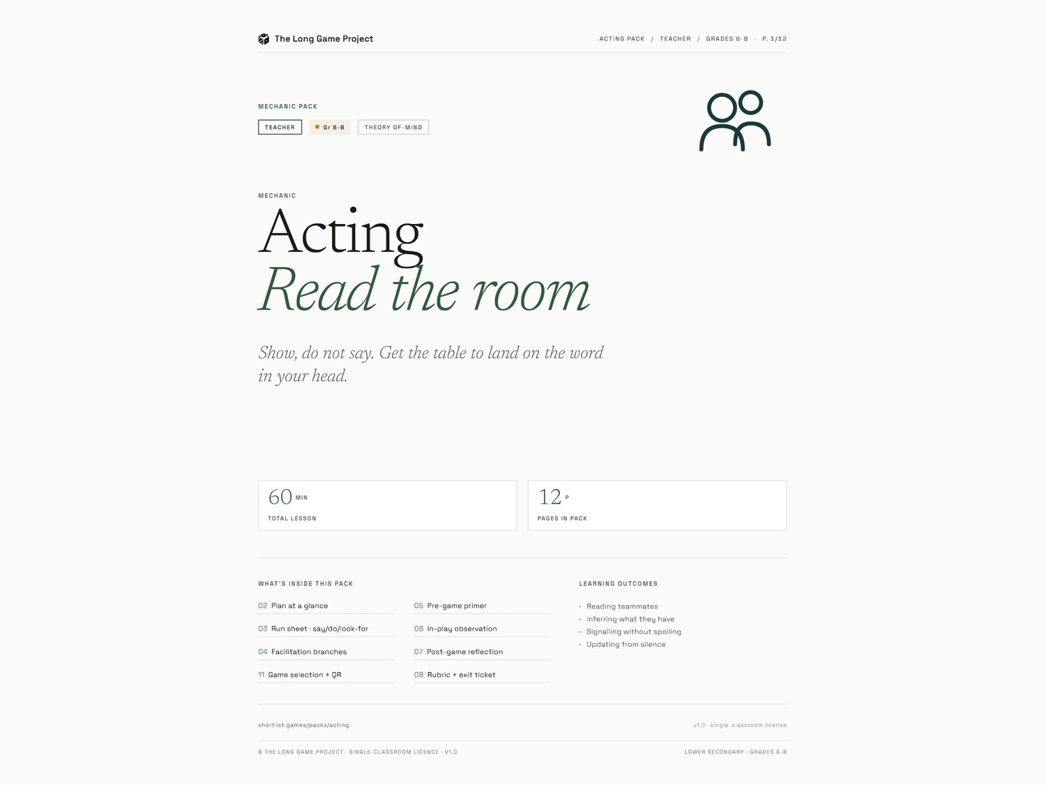Page one preview - Lower secondary