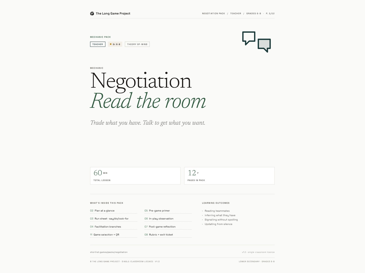 Page one preview - Lower secondary