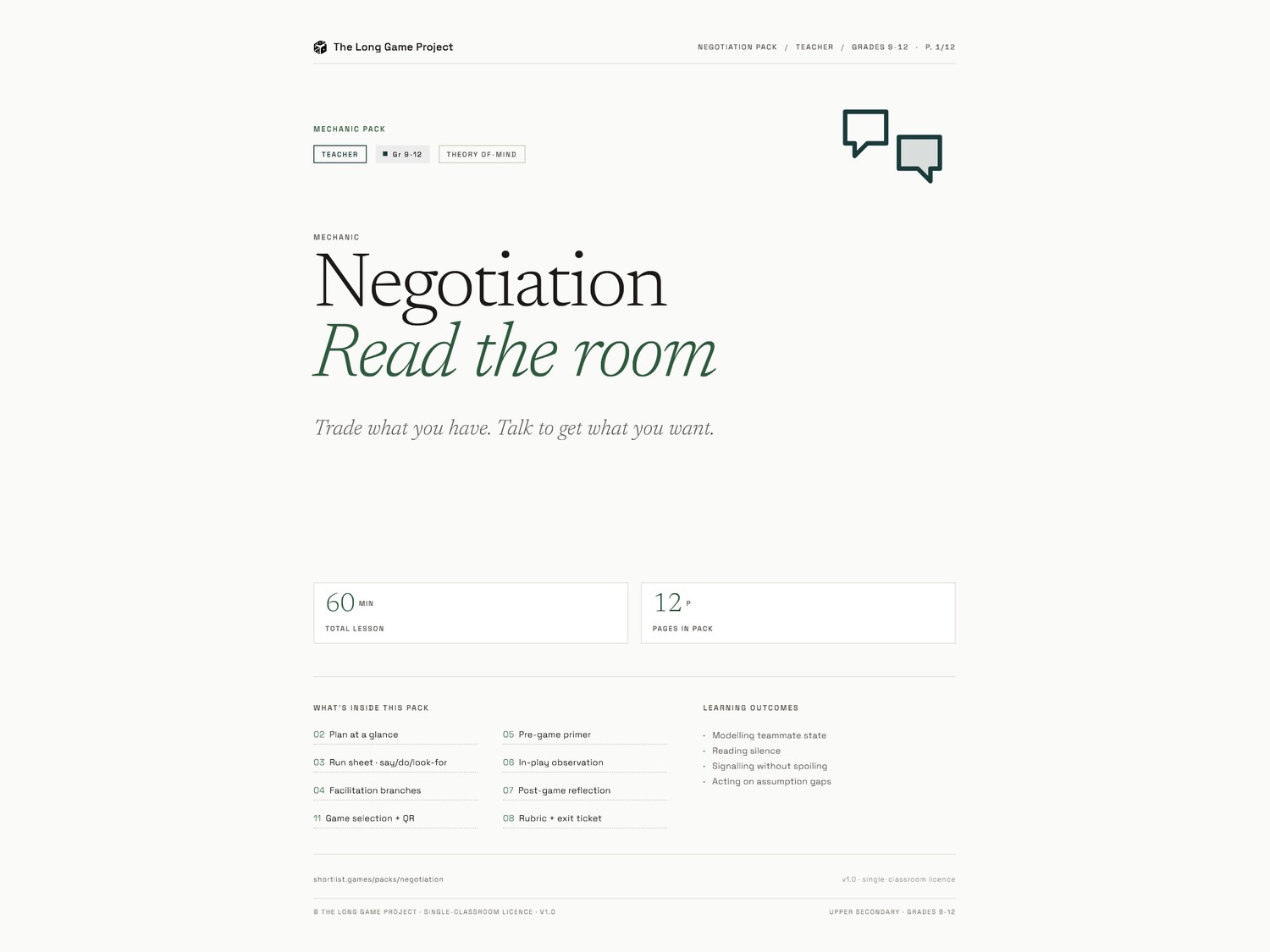 Page one preview - Upper secondary