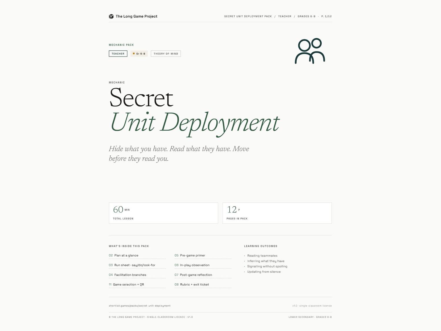 Page one preview - Lower secondary