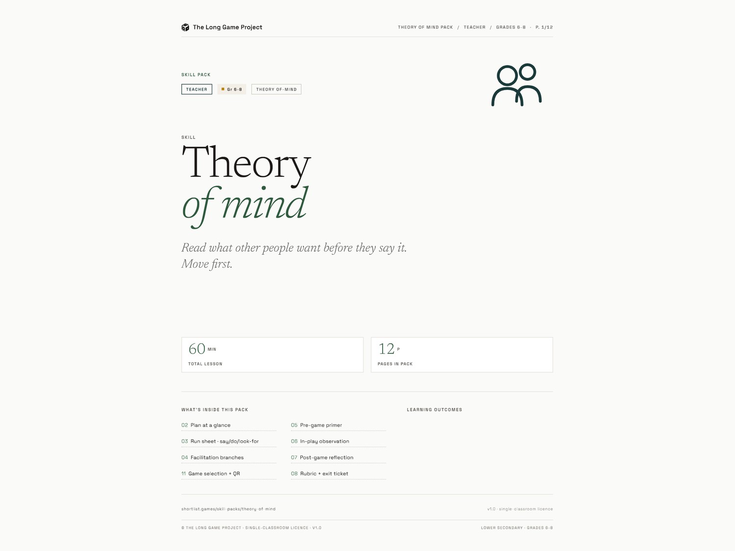Page one preview - Lower secondary